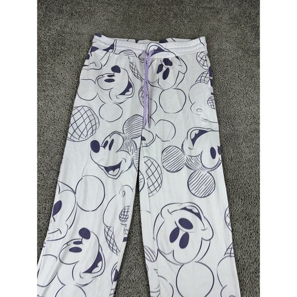 Disney Mickey Mouse Lounge Pajama Pants Womens Large White Drawstring Graphic - Picture 3 of 11